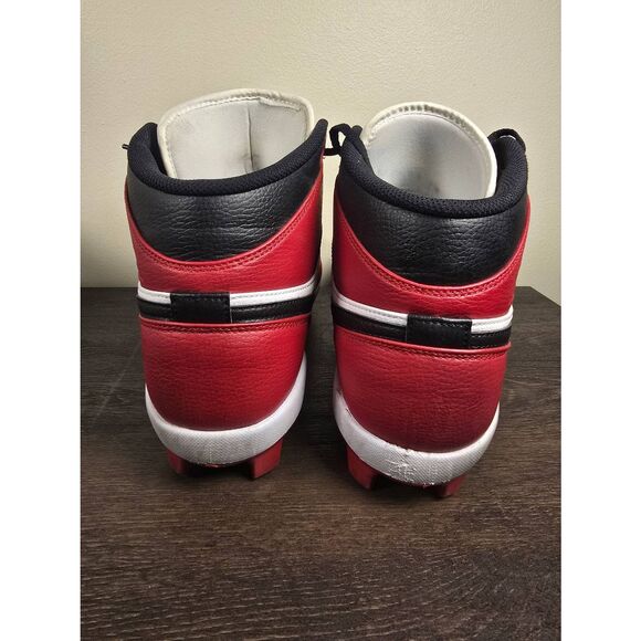 Size 13 Nike Air Jordan 1 Retro Red Black Men's Baseball Cleats AV5354 611 - Picture 5 of 8